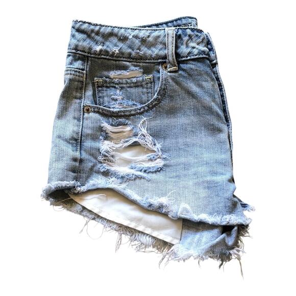 American Eagle Outfitters Distressed Light Wash Denim Shorts Women's Size 6 US - Picture 7 of 11